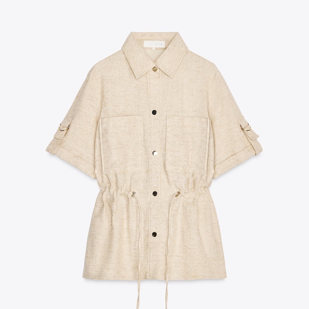 Zara belted safari linen blend shirt